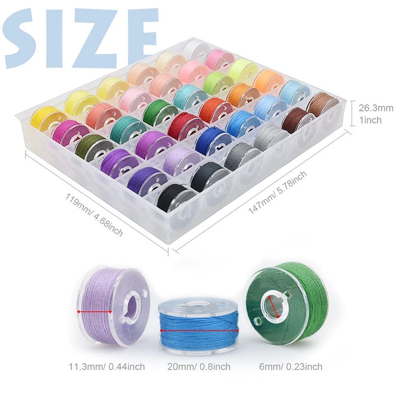 Renashed 72Pcs Bobbins Sewing Threads Kit, 36 Colors Spools 360Yards per Polyester Thread, 36 Colors Prewound Bobbin with Case for Hand Machine Sewing - Image 3